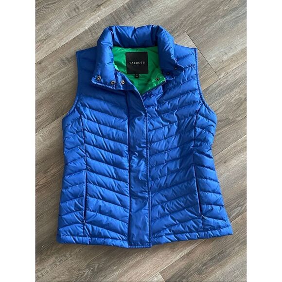 Talbots Jackets & Blazers - Talbots blue/green puffer vest zip/snap front EUC size small